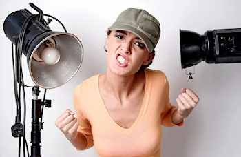 woman frustrated at photo studio