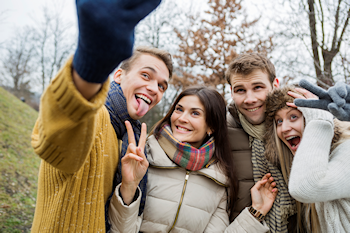 Group of people taking a selfie